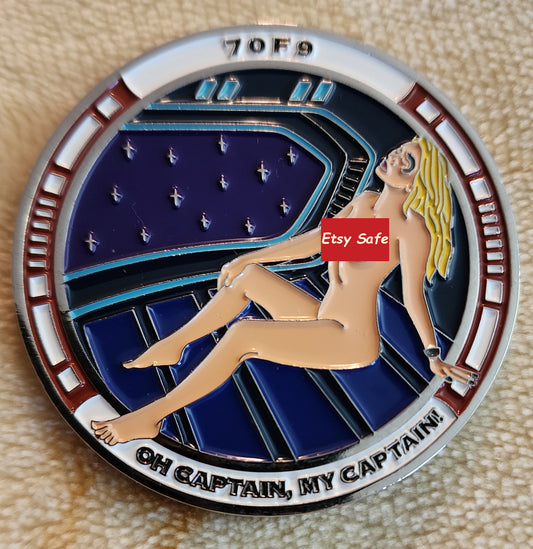 MeMerch.SHOP: "Oh Captain, My Captain!" - Nude 7 of 9, Pin-up - Challenge Coin